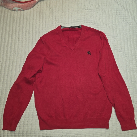 Express Men's V-Neck Sweater in Rich Red - Picture 1 of 3